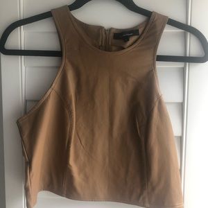 Light Brown Leather Crop Top